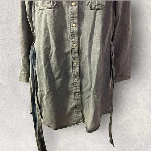 TOAST Jeans light denim shirt dress w/ pearl snaps and belt size Med - Picture 4 of 14